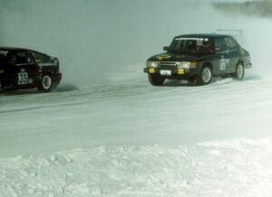 Brian Krohn / Renee Anderson Honda CRX ahead of the Dan Burhans, Sr. / Dan Burhans II SAAB 99