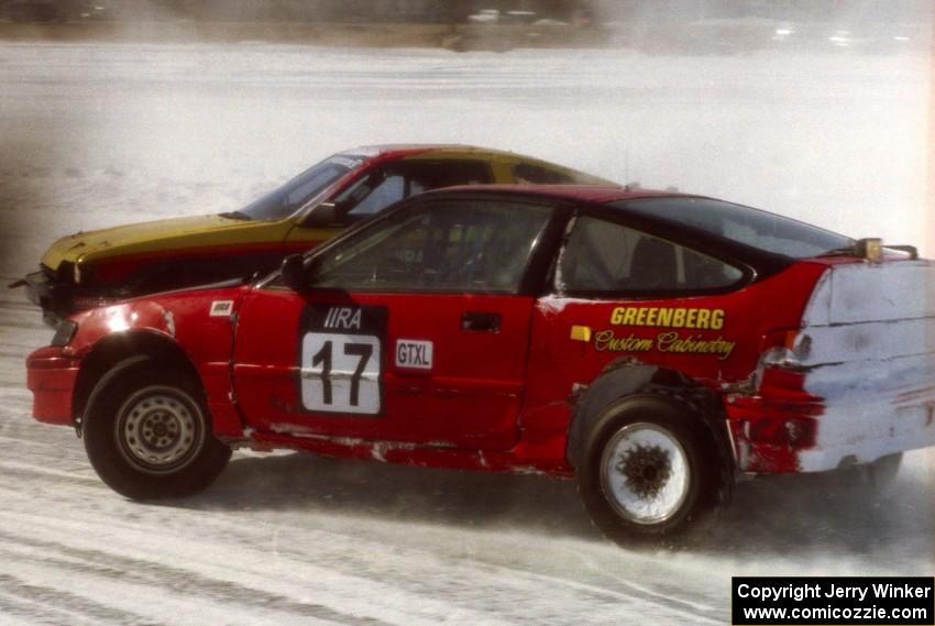 Troy Greenberg / Tim Young Honda CRX battles the Renee Anderson / Ted Mix Honda CRX