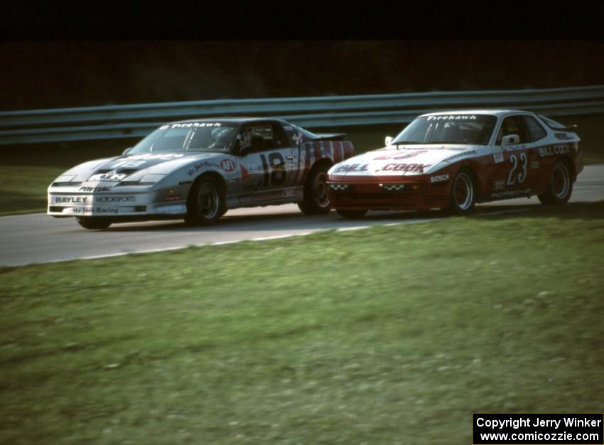 Bill Bayley / Andy Pilgrim Pontiac Firebird passes the Pete Cook / Terry Abbott Porsche 944