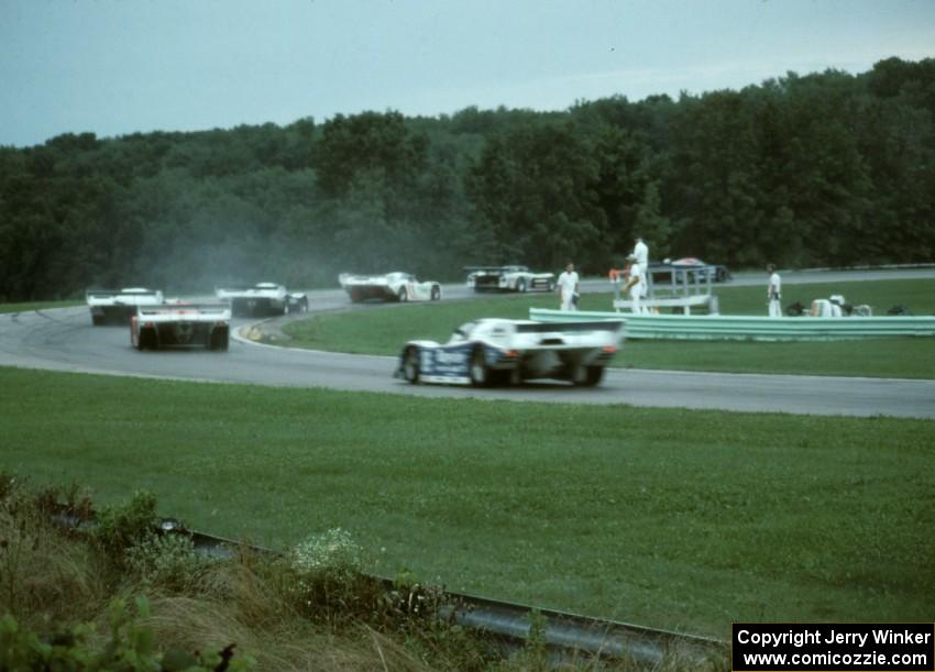 The field comes into turn one on the first lap.