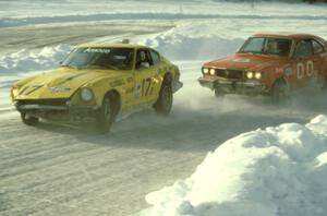 Len Jackson / Bob Brost Datsun 240Z is chased by the Mike Rappa / Tim Rappa Mazda RX-3