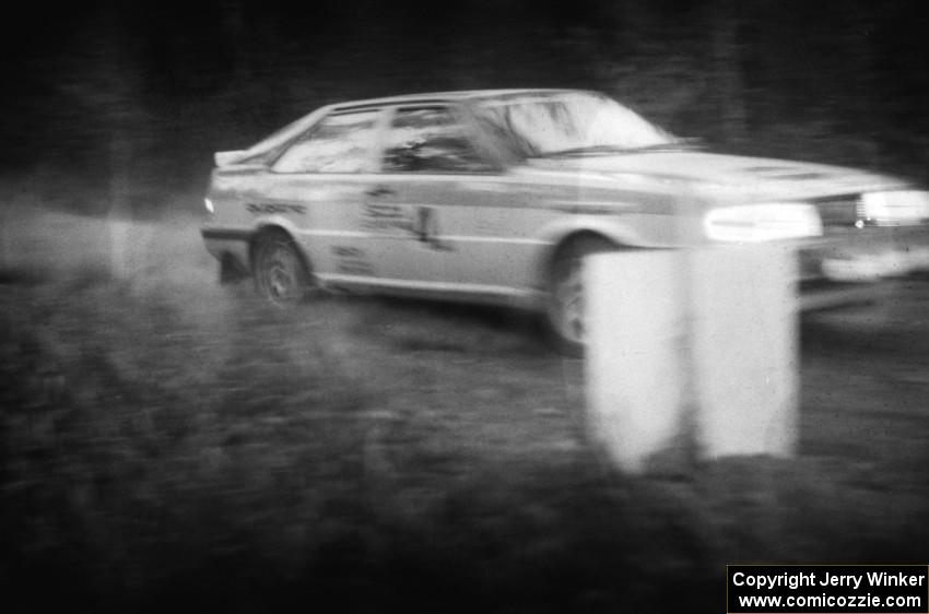 Paul Choinere / Scott Weinheimer blast across the flying finish in their Audi Quattro.