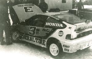 John Hogdal / Peter Cunningham Honda CRX after tangling with the Stu Lenz / Harvey West Triumph TR7