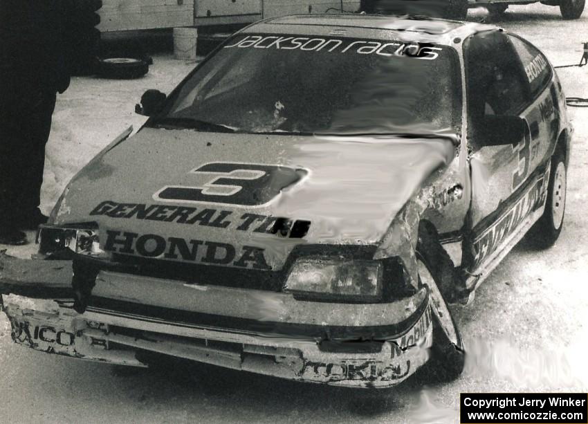 John Hogdal / Peter Cunningham Honda CRX after tangling with the Stu Lenz / Harvey West Triumph TR7