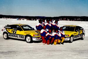 The factory Honda CRX team of (6) Leighton Reese / Brad Hoyt and (3) Peter Cunningham / John Hogdal