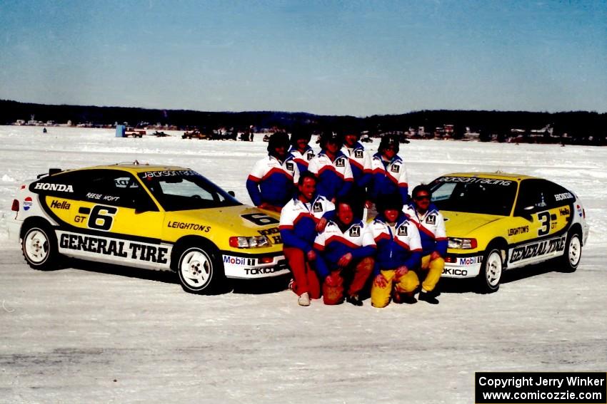 The factory Honda CRX team of (6) Leighton Reese / Brad Hoyt and (3) Peter Cunningham / John Hogdal