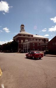 Jon Kemp / Gail McGuire Audi 4000 Quattro just after leaving the ceremonial start in downtown Rumford, ME