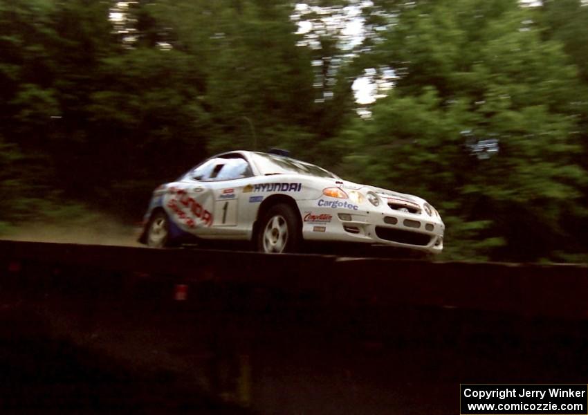 Noel Lawler / Charles Bradley Hyundai Tiburon View on the last bridge on SS4 (East Town E.)