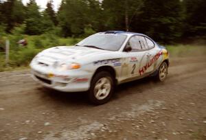 Paul Choinere / Jeff Becker Hyundai Tiburon finishes SS9 (Magalloway Long)