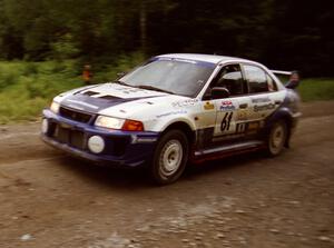 Karl Scheible / Russ Hughes Mitsubishi Lancer Evo V finishes SS9 (Magalloway Long)