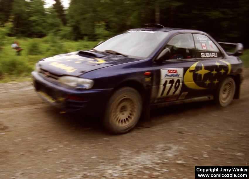 Tom McGeer / Mark Williams Subaru Impreza finishes SS9 (Magalloway Long)