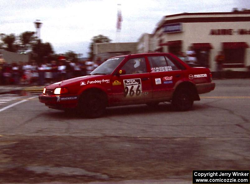 Adam Vale da Serra / Christine Vale da Serra Mazda 323GT on SS10 (In Town)