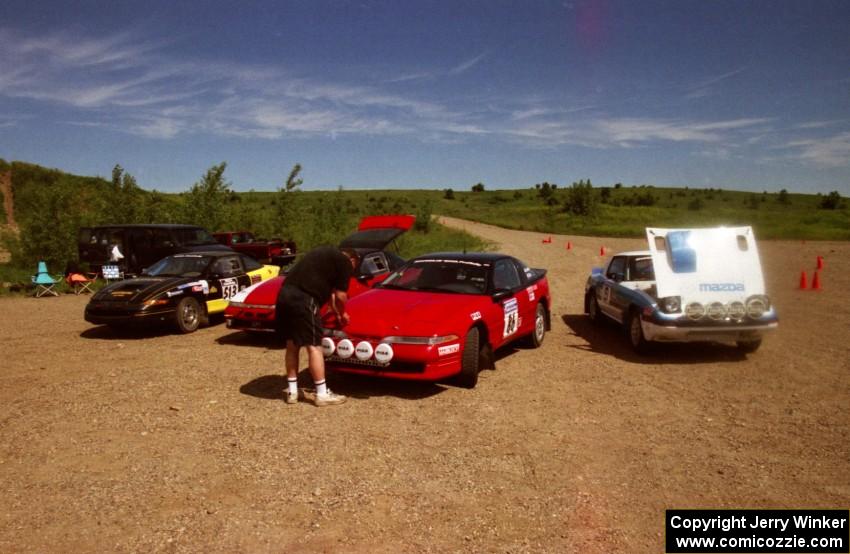 L to R) Rich Pankratz' Saturn SC2, Mark Utecht's Mitsubishi Eclipse GSX, Mark Larson's Eagle Talon and Doug Dill's Mazda RX-7