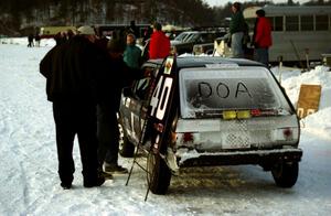 The Bill Jaap / Rob Edwards VW Rabbit becomes a race casualty.