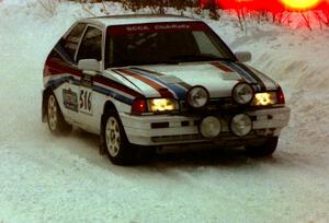 Chris Huntington / Ryan Heidcamp Mazda 323GTX on SS1 (King Road & Scenic Rte. 3)