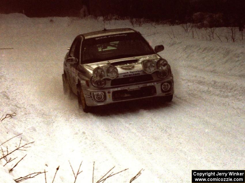 Travis Pastrana / Christian Edstrom Subaru WRX on SS1 (King Road & Scenic Rte. 3)