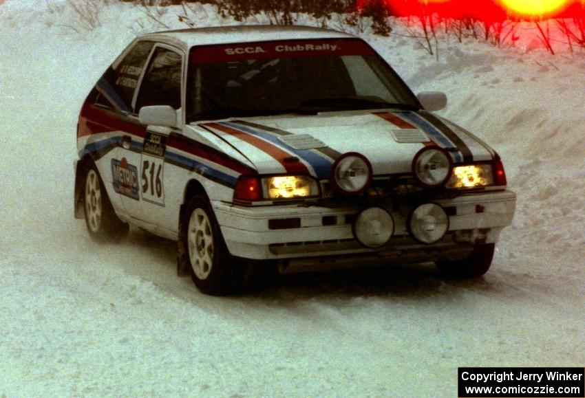 Chris Huntington / Ryan Heidcamp Mazda 323GTX on SS1 (King Road & Scenic Rte. 3)