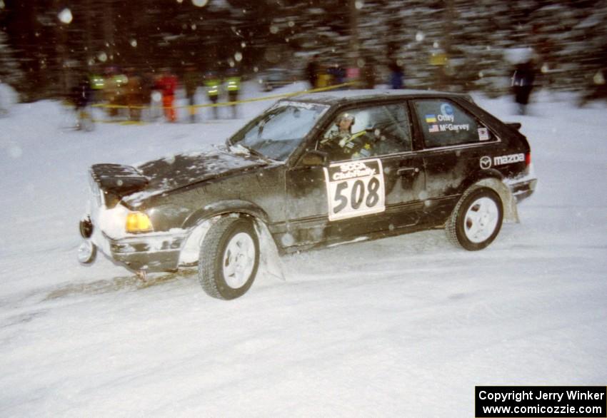 Tom Ottey / Pam McGarvey Mazda 323GTX on SS4 (McCormick)