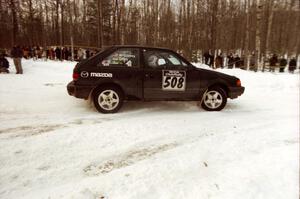 Tom Ottey / Pam McGarvey Mazda 323GTX on SS15 (Hungry 5 I)