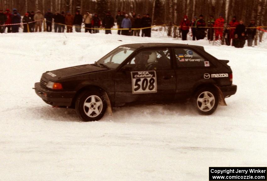 Tom Ottey / Pam McGarvey Mazda 323GTX on SS12 (Meaford)