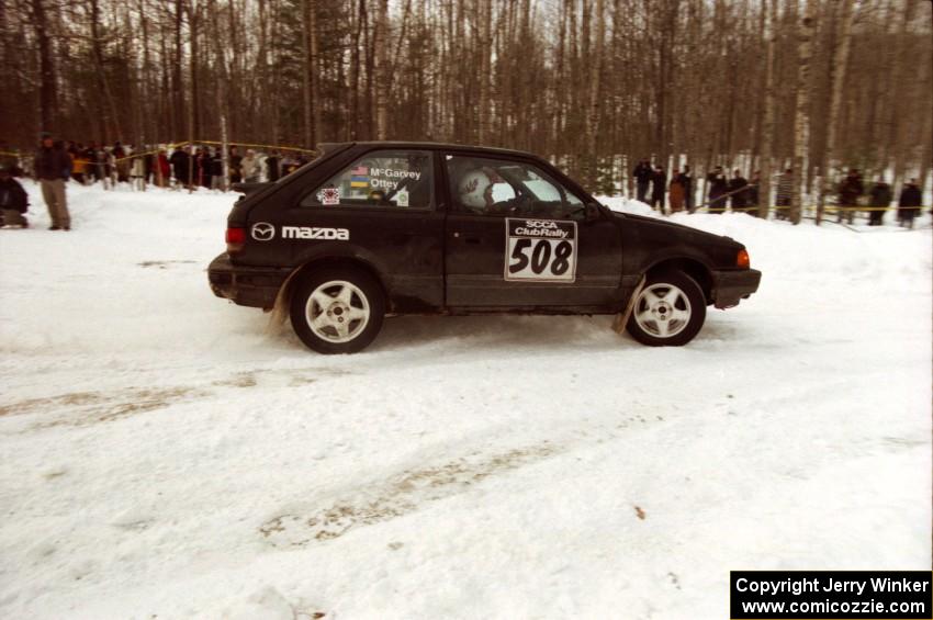 Tom Ottey / Pam McGarvey Mazda 323GTX on SS15 (Hungry 5 I)