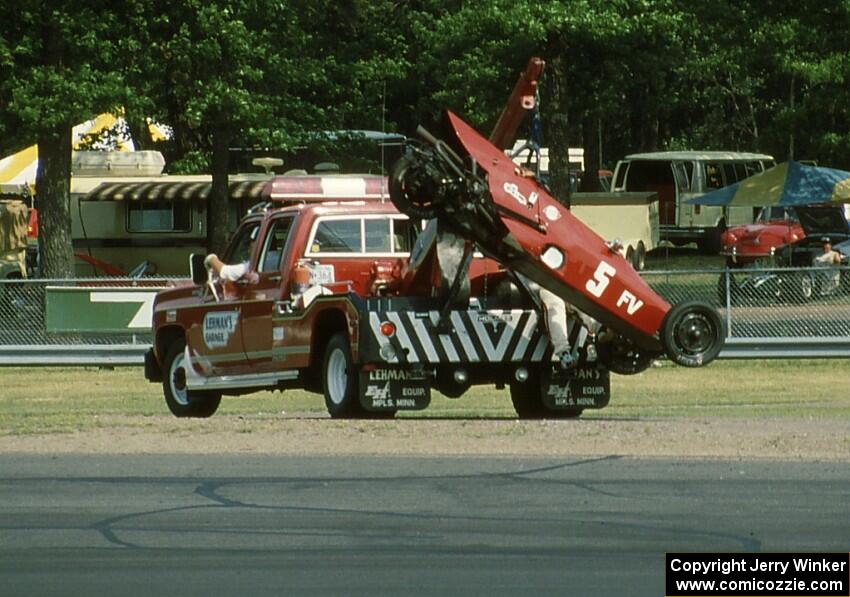 Stephen Schluender's Taylor Steward Formula Vee on the hook