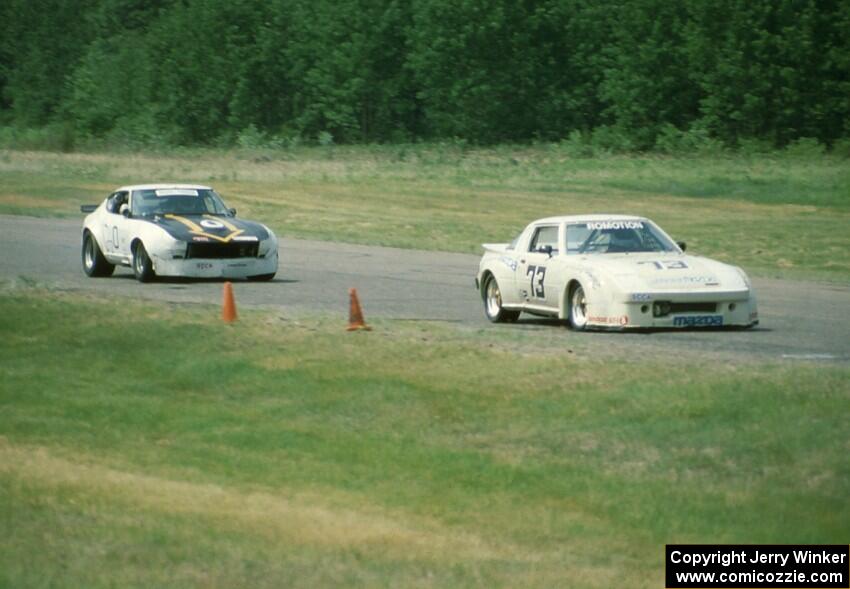 Glen Brown's Mazda RX-7 and Bill Cammack's Datsun 280Z battle for the C Production win