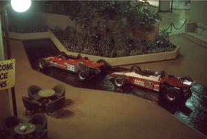 Steve Johnson's (96) and Jeff Gadbois' (47) Lola T-342 Club Formula Fords on display at the '88 LOL banquet