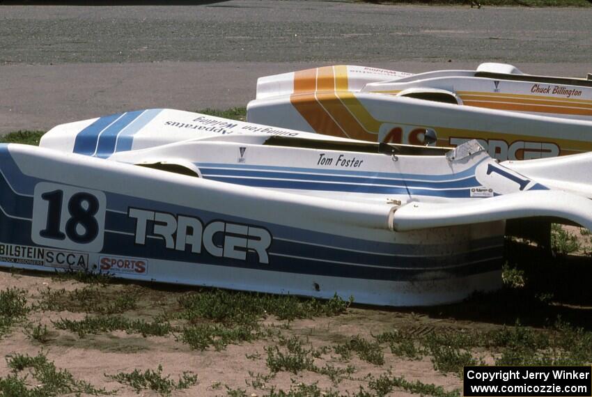 Tom Foster's and Chuck Billington's Tracer TR-2 C Sports Racers in the paddock