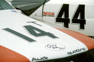The Group 44 Audi 200 Quattros of (14) Hans Stuck and (44) Hurley Haywood