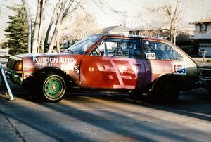 Jerry Winker / Steve Carter Mazda GLC after the car was towed back hone from the event.