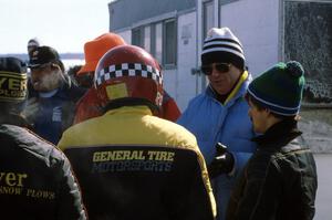 An official tries to explain to Peter Cunningham his reasoning on cancelling the race.