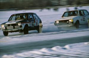 Bob Roth / Steve Noffke VW Rabbit is chased by the Steve Beddor / Dave Beddor VW GTI