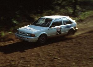 Steve Potter / Jeff Delahorne come into the finish of the stage in their Mazda 323GTX.