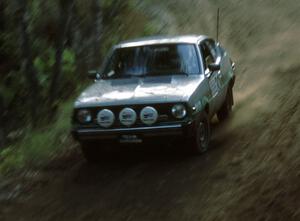 Chris Czyzio / Eric Carlson come into the flying finish of the stage in their Plymouth Arrow.