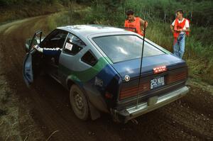 Chris Czyzio / Eric Carlson prepare for the start of the Steamboat West stage in their Plymouth Arrow.