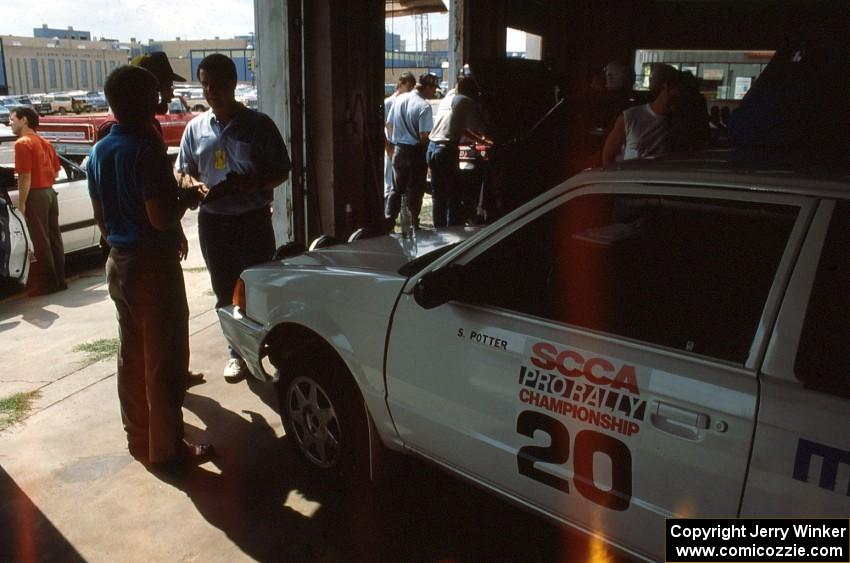 The Steve Potter / Jeff Delahorne Mazda 323GTX goes through tech.