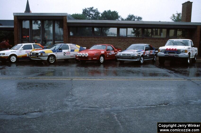 The top five "big dogs" of 1989 rallying lined up at parc expose.