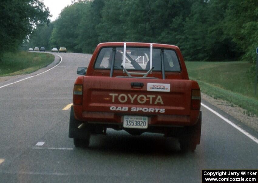 Gary Gooch/ Judy Gooch en route to Saturday's stages in their Toyota pickup.