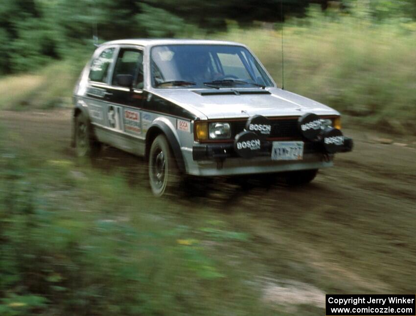 Chris Huntington / Stu Lenz fly into the finish of the stage in their VW GTI.