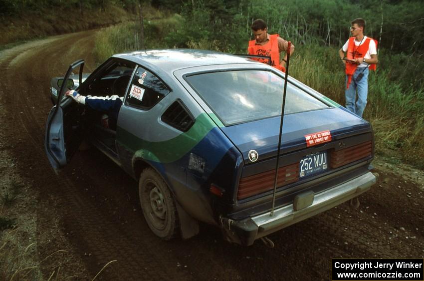 Chris Czyzio / Eric Carlson prepare for the start of the Steamboat West stage in their Plymouth Arrow.