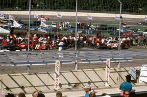 (15) Glenn Allen, Jr.s Ford Thunderbird and (21) Johnny Benson, Jr.'s Chevy Lumina during a pit stop