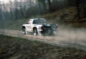 Ken Stewart / Doc Schrader in their Chevy S-10 past the spectator point on SS1.