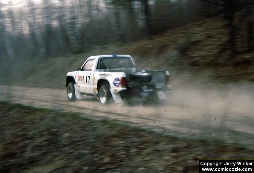 Ken Stewart / Doc Schrader in their Chevy S-10 past the spectator point on SS1.