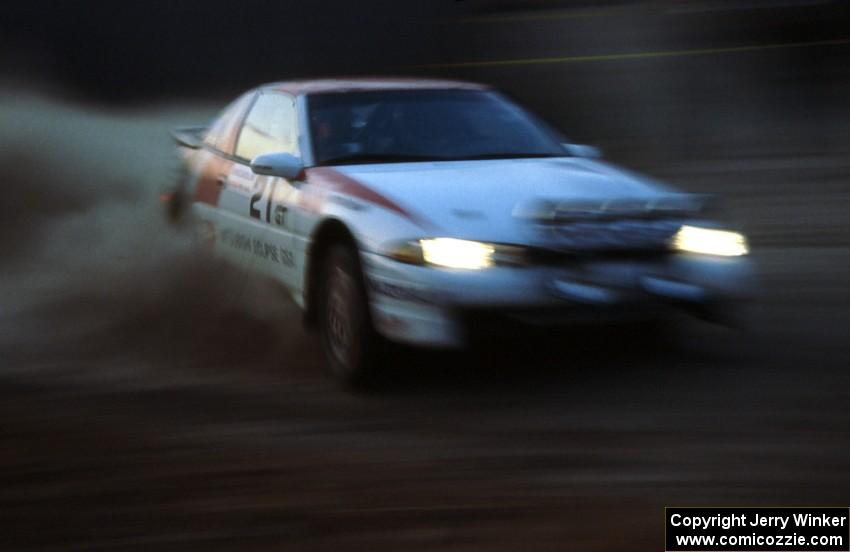 Steve Gingras / Bill Westrick slide their Mitsubishi Eclipse though the crossroads at sundown en route to the overall win.