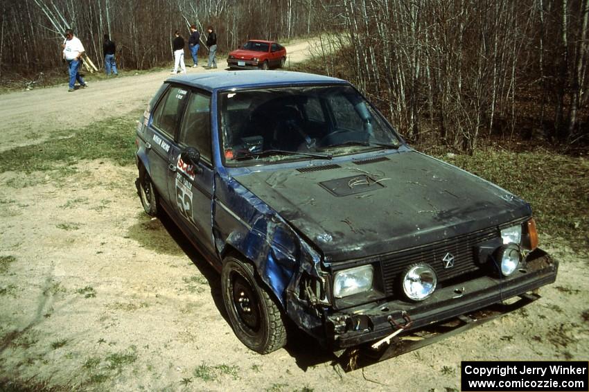 Mark Utecht / Paul Schwerin had to pull their Dodge Omni GLH out of the woods the morning after the event.
