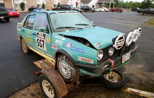 Damage to the front of the Damien Crane / John Adams-Graf VW Jetta.