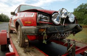 Front-end damage to the Mike Merbach / Keith Dahlke VW GTI.