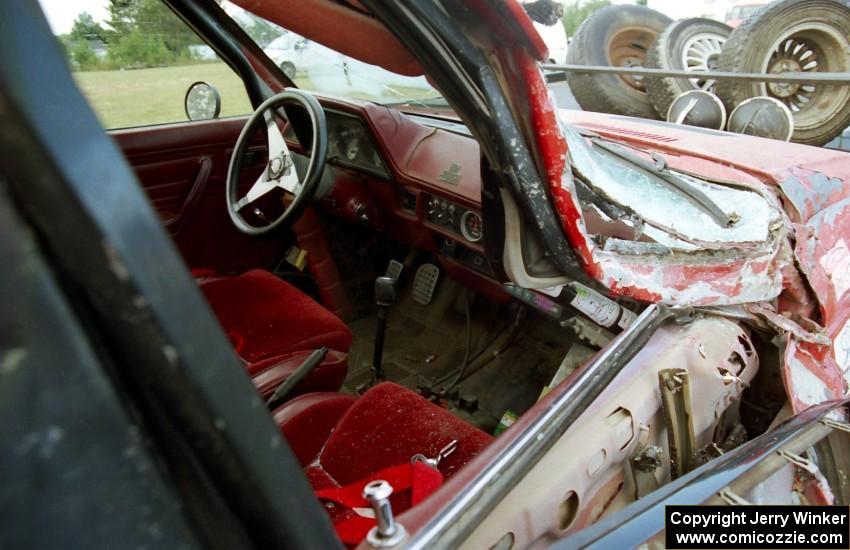 Severe damage to the right-side a-pillar on the Gary Starr / Bill Tifft Dodge Omni GLH.(2)