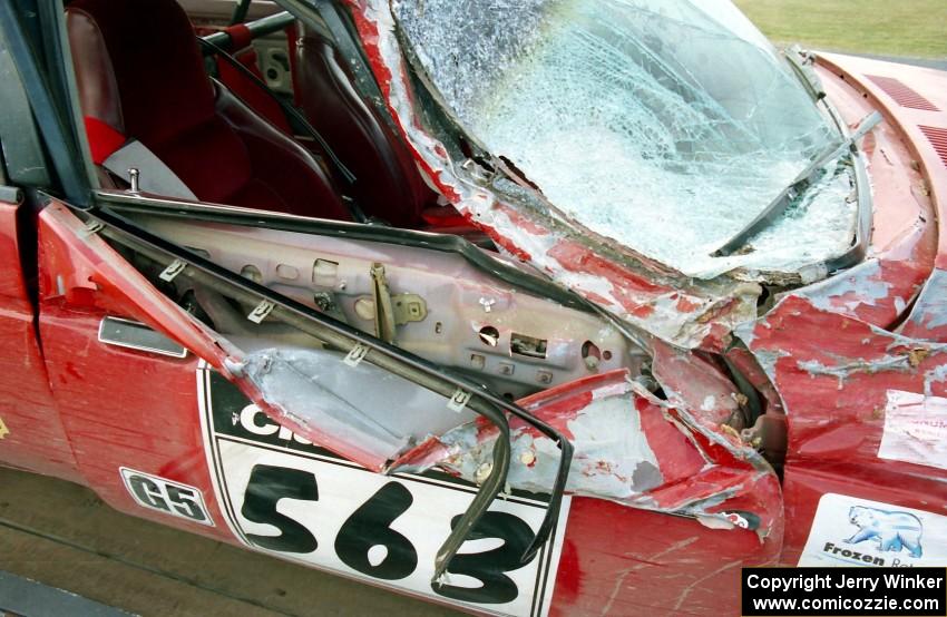 Severe damage to the right-side a-pillar on the Gary Starr / Bill Tifft Dodge Omni GLH.(3)